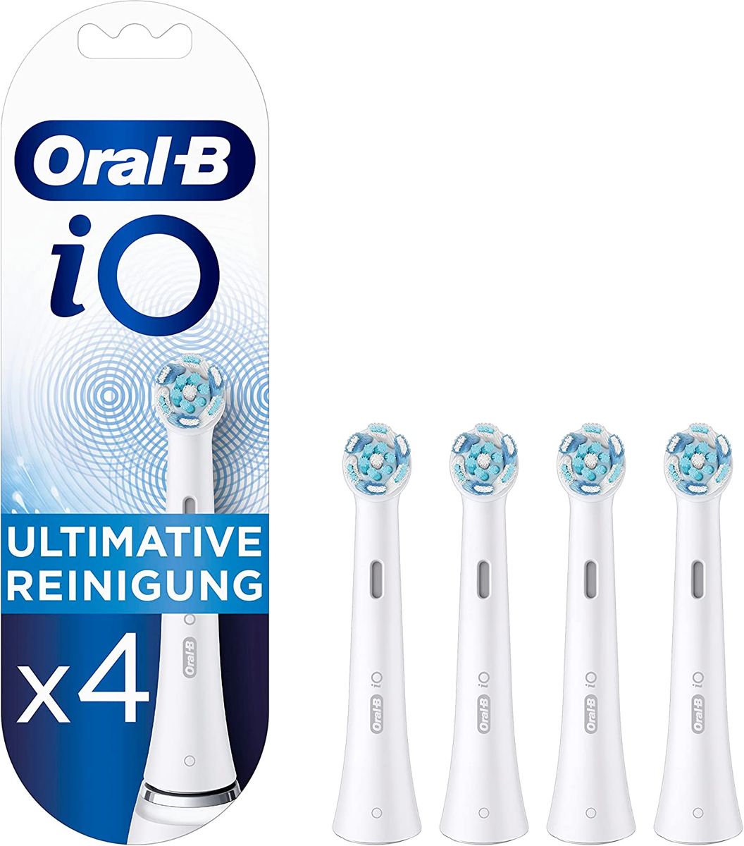 Oral-B iO Ultimate Cleaning Attachment Brushes for Electric Toothbrush, 4 pieces, ultimate tooth cleaning with iO technology, letterboxable package White 4 pieces.