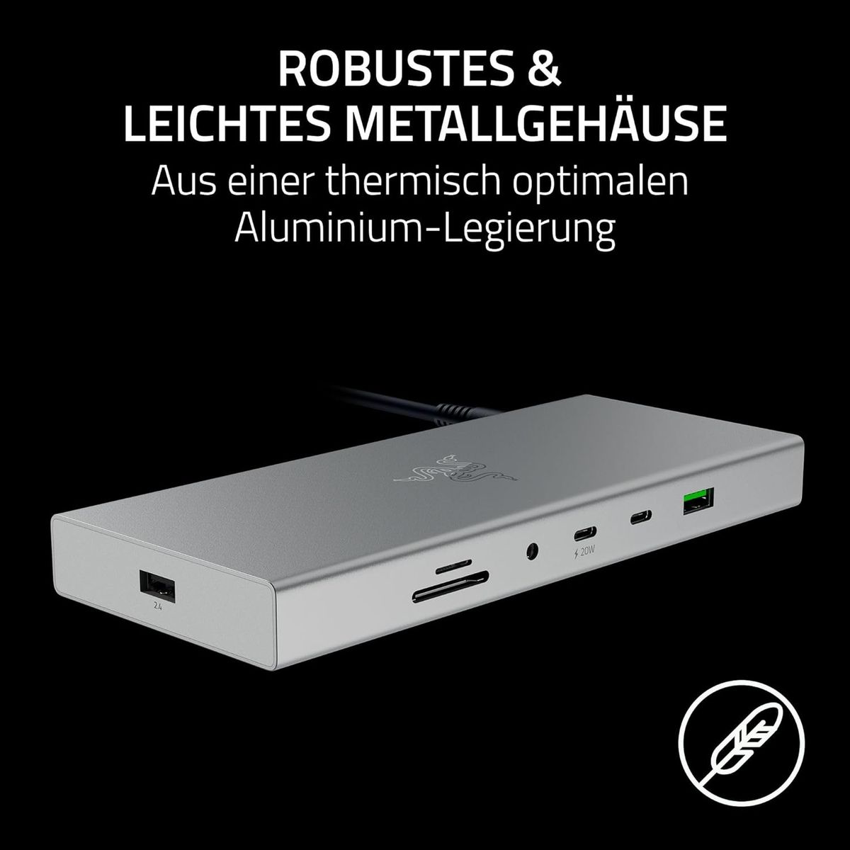 Razer USB 4 Dock - High-Speed-Dock für Gaming und Produktivität - 14-Port - Dual-Display-Unterstützung, Geräteaufladung (3X USB-C, 5X USB-A, HDMI, Gigabit Ethernet, 3.5mm Audio) Mercury