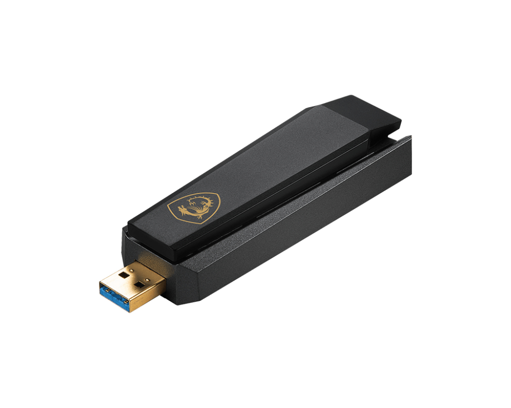 MSI AXE5400 USB-WLAN-Adapter, USB Typ-A, USB 2.0, Kabellos 2,4/5 GHz, Schwarz