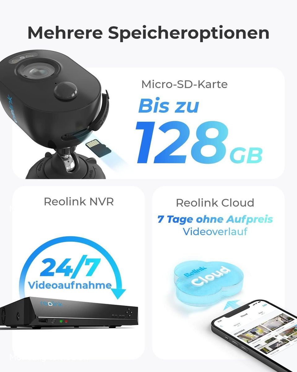 Reolink Lumus Schwarz WLAN Kamera Outdoor mit Licht Spotlight, 1080P Überwachungskamera Aussen mit 2-Wege-Audio, Bewegungserkennung + PIR, Micro SD-Kartenslot, Sirene