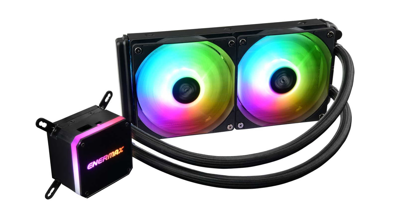 Enermax Liqmax III ARGB 240 All-in-One-Flüssigkeitskühler, 240 mm Radiator, 2x 120 mm ARGB-Lüfter, PWM, Kupfer-CPU-Block, Schwarz