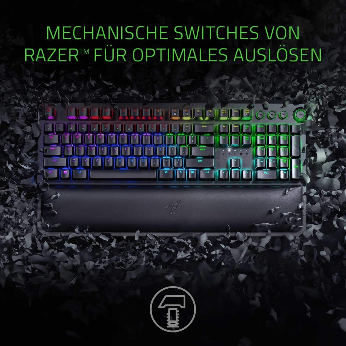Razer BlackWidow Elite Gaming Keyboard Green Switches Chroma RGB CHE Layout - QWERTZ