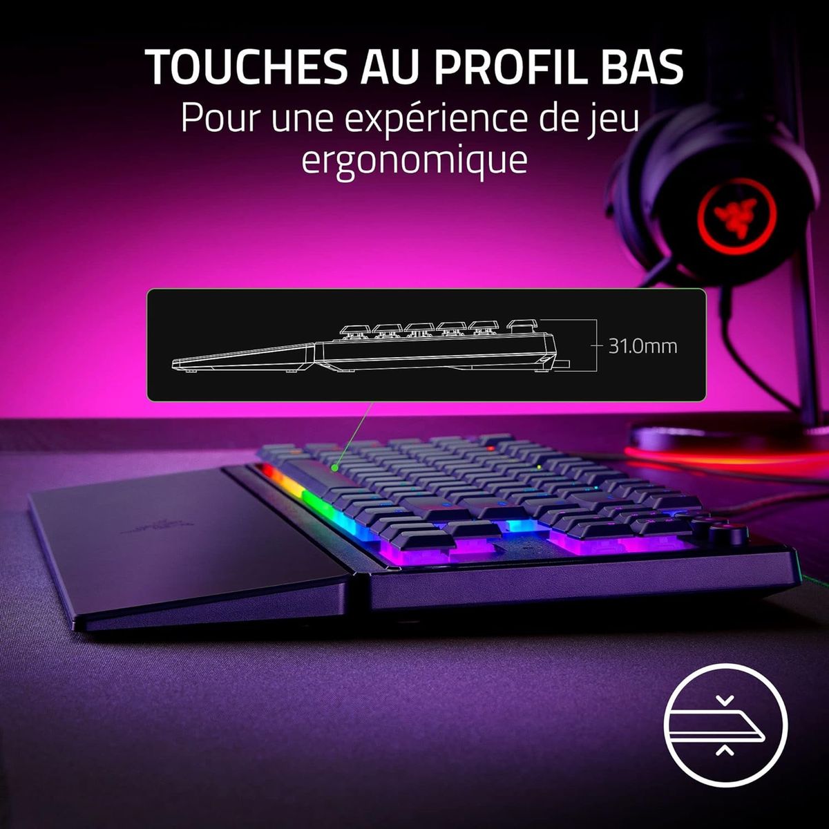 Razer Ornata V3 TKL Gaming Keyboard Media Buttons Mecha-Membrane Switches RGB FRA Layout AZERTY