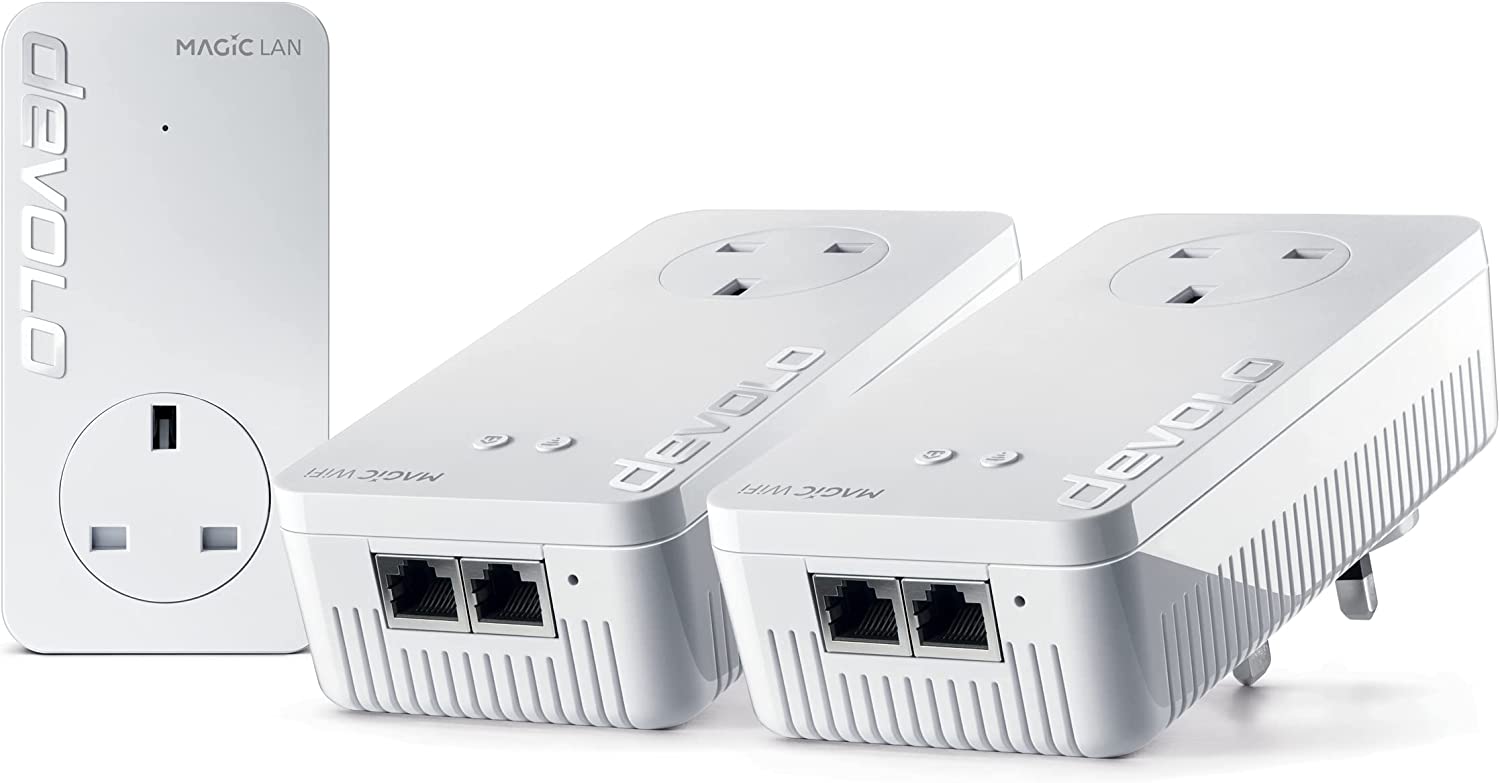 Devolo Magic 2–2400 Wi-Fi 6: Whole Home Kit | 4k/ 8k UHD Streaming | Stable Home Working (Up to 2400 Mbps powerline & 1800 Mbps Mesh WiFi 6, G.hn, 5x Gb LAN ports) MAGIC 2 - 2400 Mbps WiFi 6 Whole Home Kit