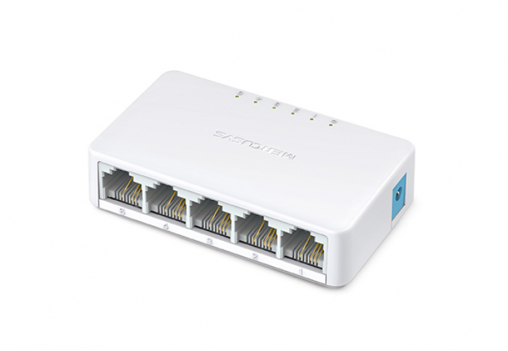 Mercusys MS105 5-Port Ethernet Netzwerk Switch 10/100 MBit/s, RJ-45 Anschlüsse LAN Switch, Lug-und-Play, Lüfterlose Ruhe, Automatische Geschwindigkeits- und Duplexanpassung