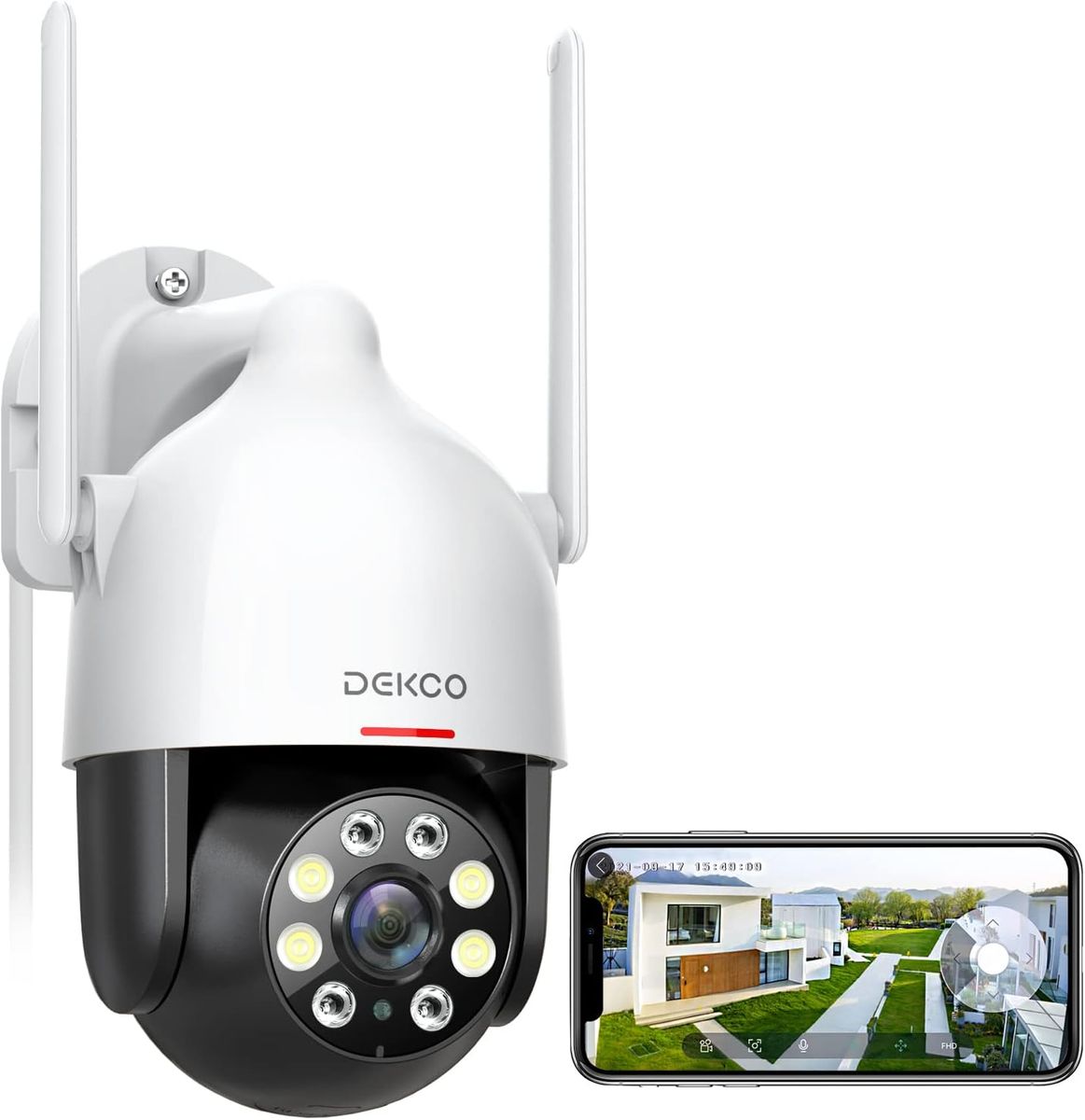 DEKCO 2K Überwachungskamera Aussen WLAN, 350°/90° Schwenkbar WLAN Kamera Outdoor, 3MP WiFi Kamera mit Automatische Verfolgung, 30m Nachtsicht in Farbe, 2-Wege Audio, IP66…