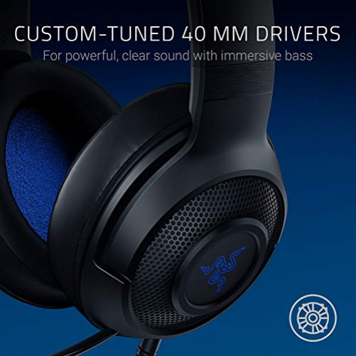 Razer Kraken X for Console Gaming Headset Virtual 7.1 Surround-Sound 3.5mm Multi-Plattform Black/Blue