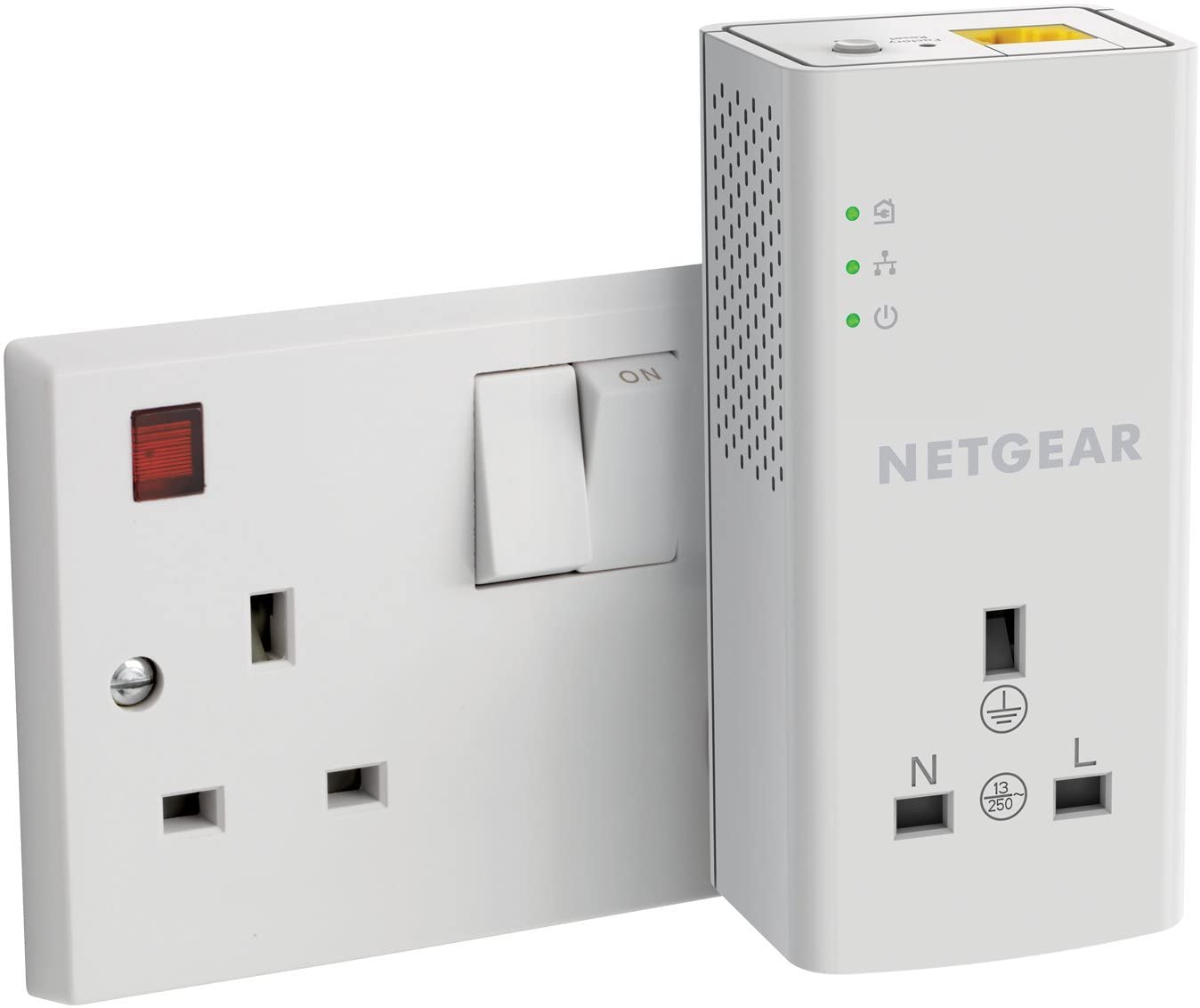 Netgear PLP1000 1000 Mbps Built-in Ethernet port White 2 pcs Plug Type G UK