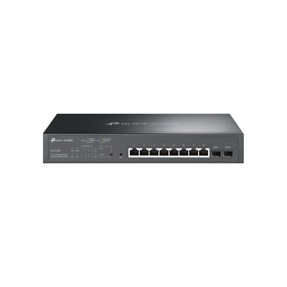 TP-Link TL-SG2210MP 8 Port Gigabit Smart PoE Switch mit 2 SFP-Slots & OC200 Omada Hybrid PoE Hardware Controller für EAP Serie, USB Port für automatisches Backup