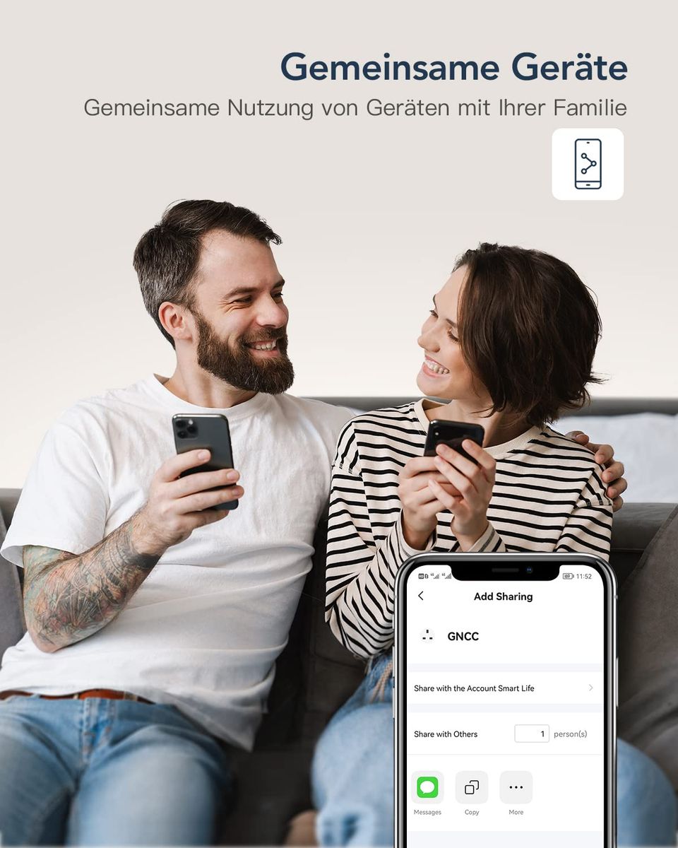 GNCC WLAN Smart Steckdose mit Energieverbrauchskontrolle Fernbedienung & Sprachsteuerung, Intelligente Steckdose Funktioniert mit Alexa/Google Home, Nur 2.4GHz WIFI, 16A 3680W，2 Stücke 2 Packs