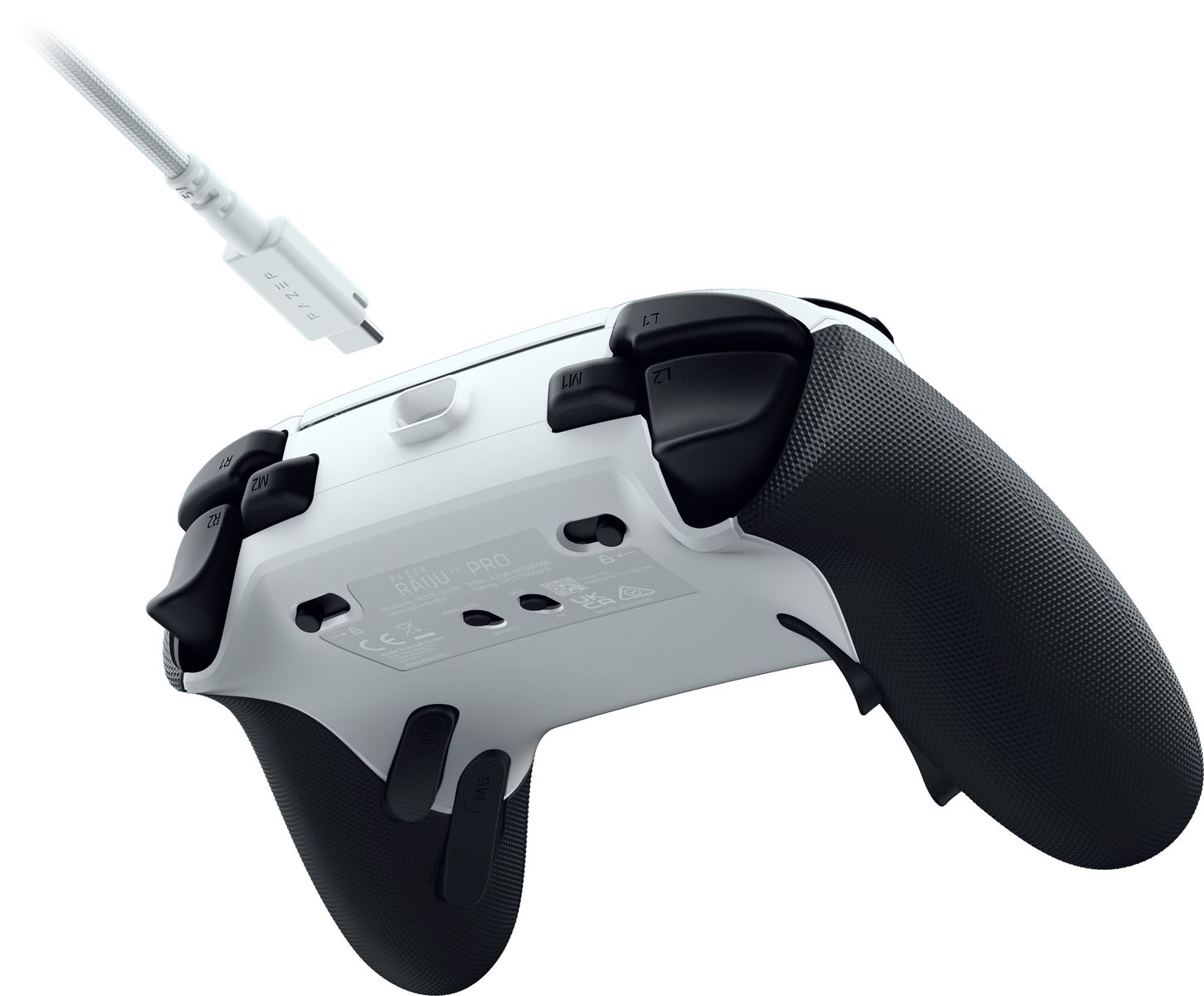 Razer Raiju V3 Pro Kabelloses & Verkabeltes Gamepad, RF & USB, Analog, PC, PlayStation 5, 36 h Akku, Schwarz/Weiß