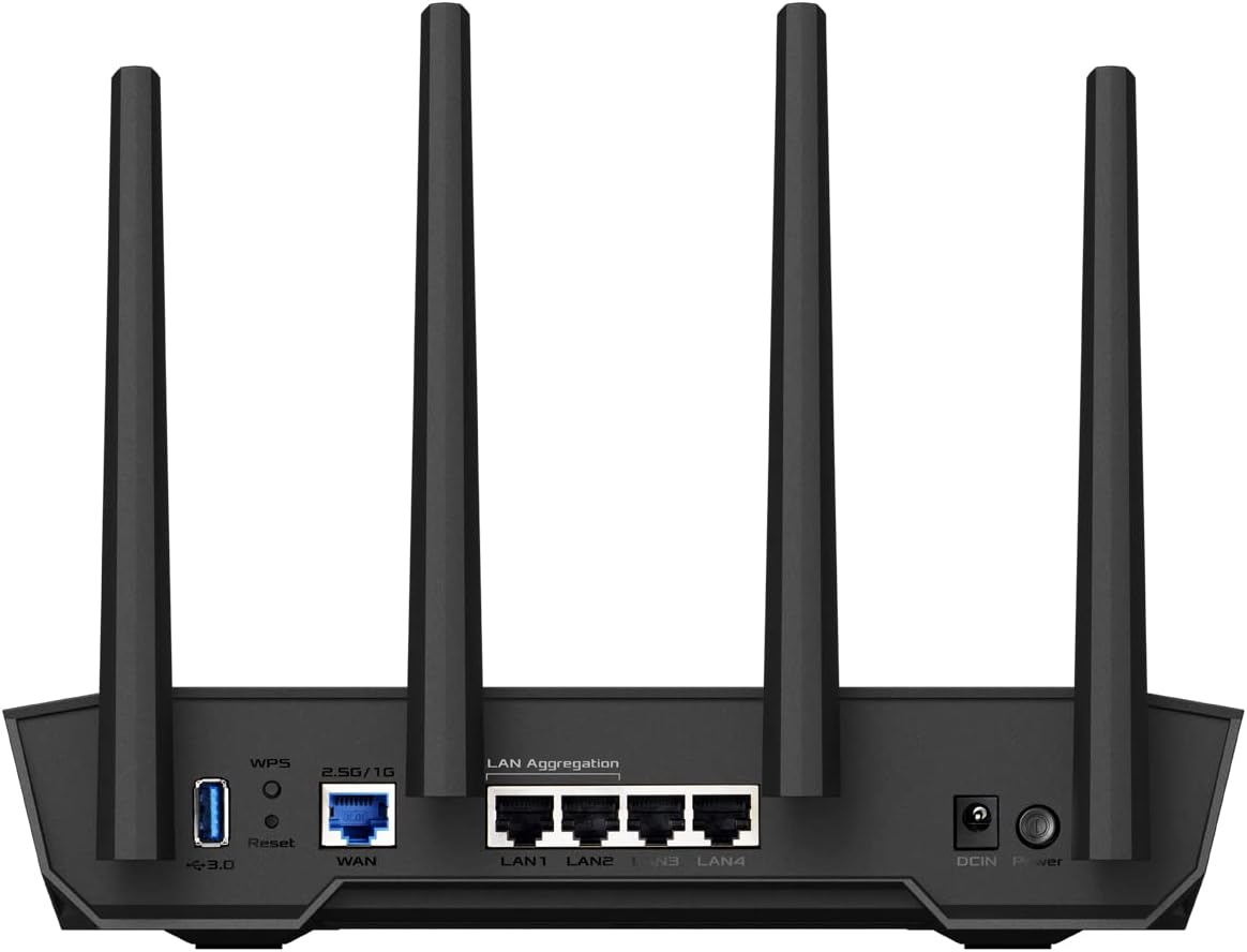 ASUS TUF Gaming AX4200 Dual Band WiFi 6 Gaming kombinierbarer Router (Tethering als 4G und 5G Router-Ersatz, WiFi 6, bis zu 4200 Mbit/s, Mobile Game Mode, 2,5Gbit/s Port, AiMesh, AiProtection Pro) TUF WiFi6 4.200 Mbit/s
