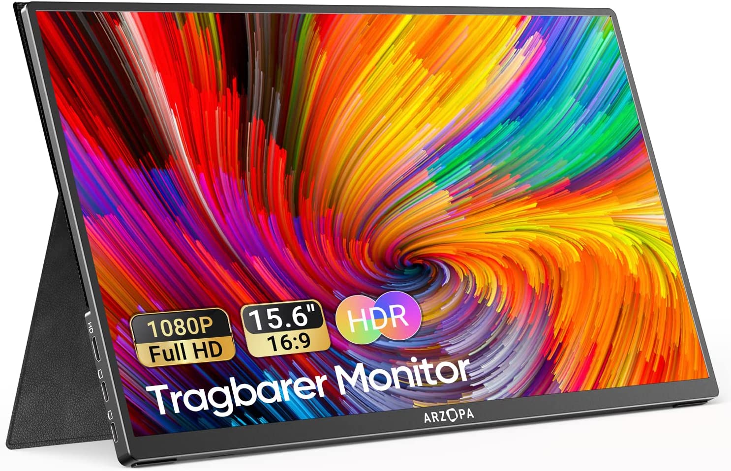 ARZOPA Portable Monitor, 15.6 Zoll 1080 FHD Tragbarer Monitor mit Externem HDR Eye Care-Bildschirm und HDMI/Typ-C/USB-C, für Laptop/PC/Mac/PS4/PS5/Xbox/Telefon (1080P) 60hz