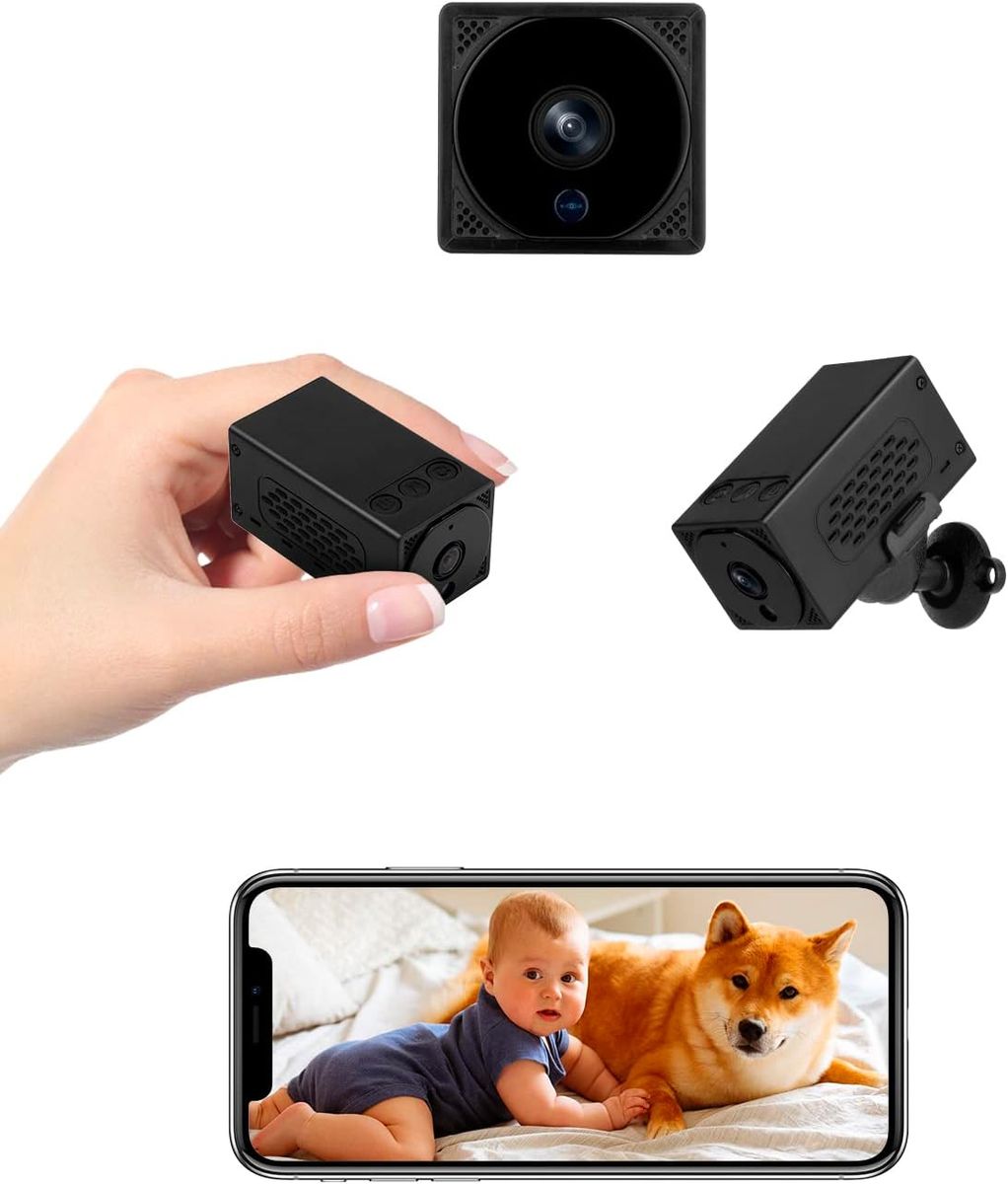 WIWACAM MW1-Pro Mini Kamera 4K HD WLAN 2600mAh Akku, Live Übertragung Handy App Kleine Überwachungskamera Innen Überwachung Babyphone Hundekamera, mit Bewegungsmelder, Nachtsicht, aufzeichnung 2 Pro - Großer Akku Bessere Optik - Schwarz