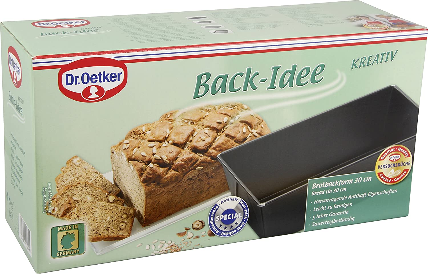 Dr. Oetker bread baking pan 30 cm, king cake pan with non-stick coating, high quality loaf pan, square cake pan (color: black), quantity: 1 piece