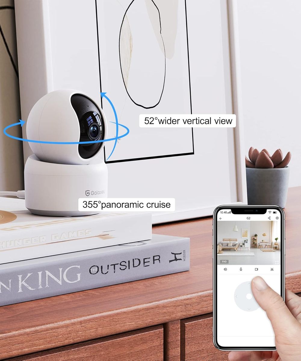GALAYOU 2K Überwachungskamera innen, WLAN IP Kamera überwachung Indoor WiFi Camera,360°Hundekamera Zwei-Wege-Audio, Babyphone mit Kamera,funktioniert mit Alexa&Google Home G2-2P Weiß 2 Stück (1er Pack)