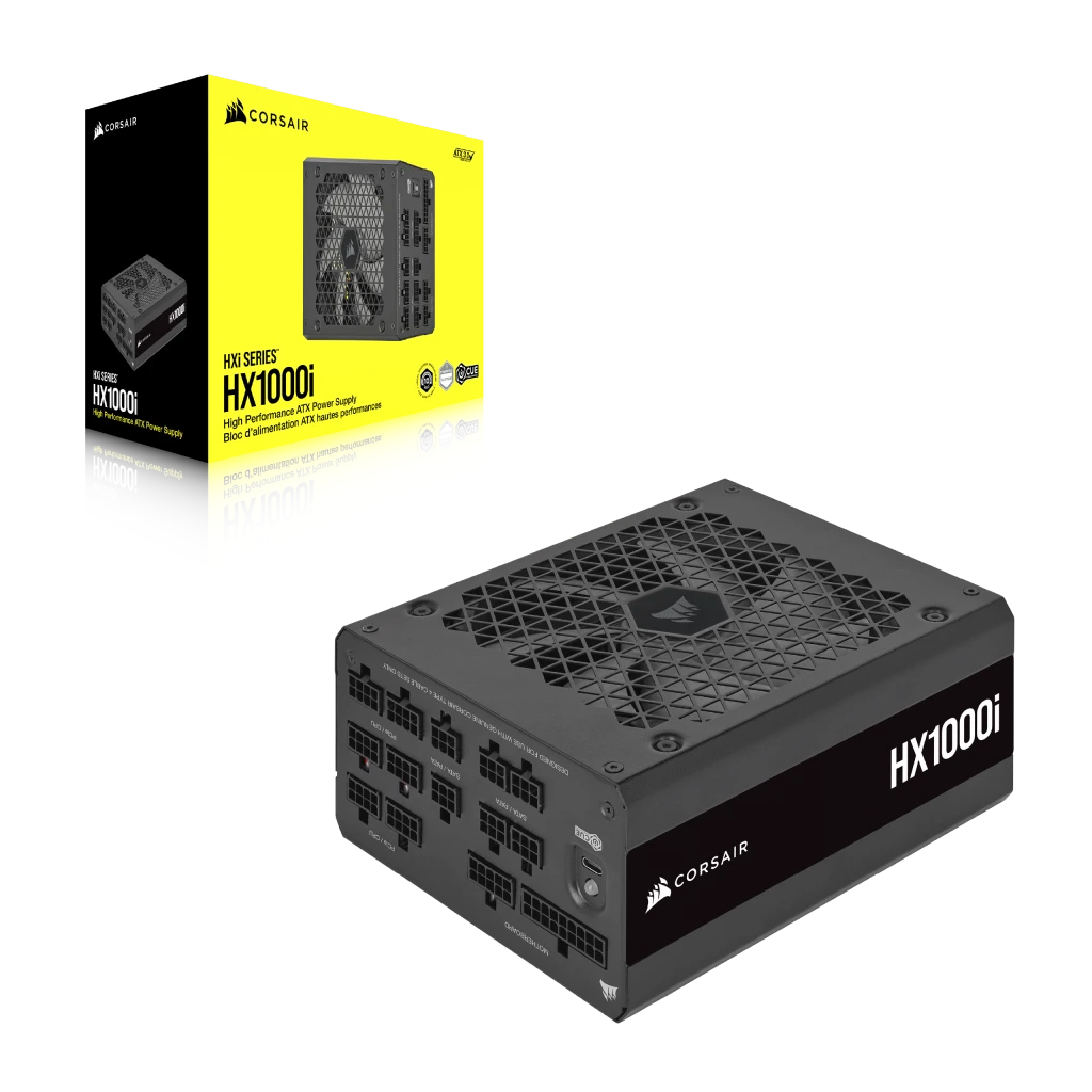 Corsair HXi HX1000i Netzteil 1000 W ATX 3.0 80 PLUS Platinum Vollständig modular 14 cm Lüfter Schwarz EU Plug