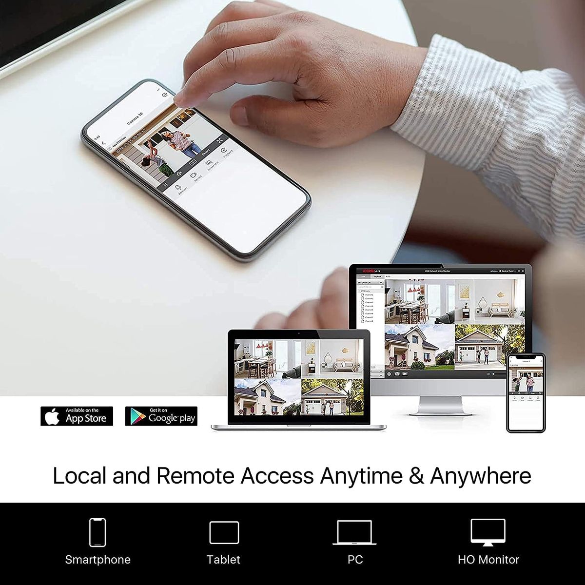 ZOSI 16CH 1080p DVR Recorder mit 2TB Festplatte, Hybrid 4in1 AHD CVI TVI CVBS H.265+ 2MP Receiver, Bewegungserkennung, App E-Mail Sofortwarnung