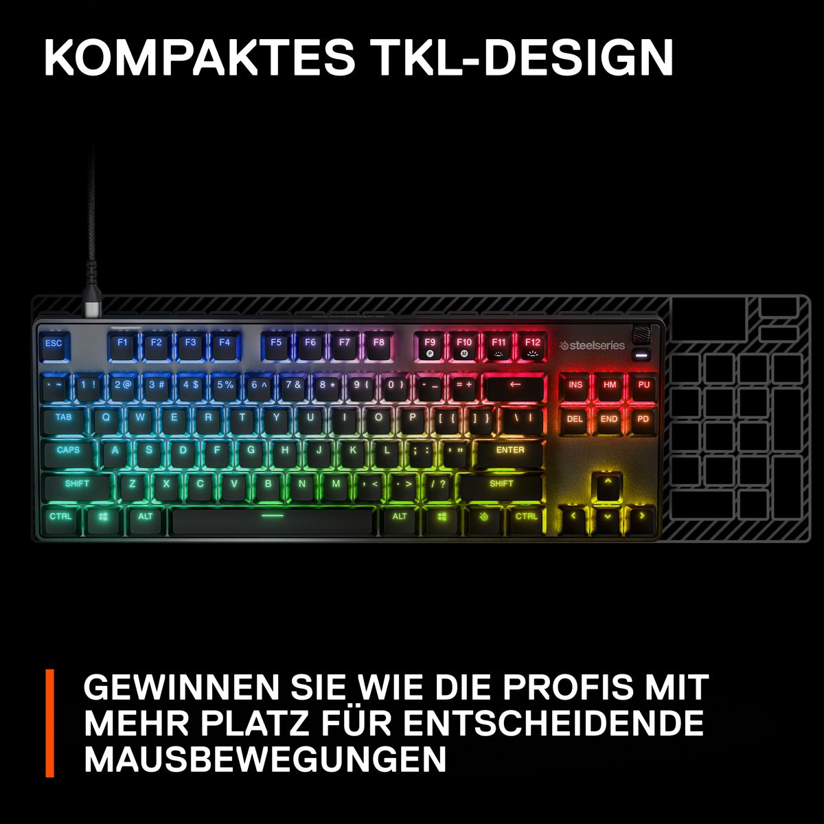 SteelSeries Apex 9 TKL - Mechanische Gaming-Tastatur - Optische Schalter - 2-Punkt Antrieb - Tenkeyless - (GBR Layout - QWERTY)