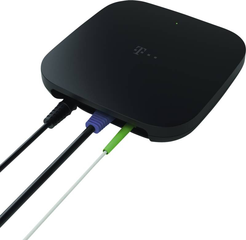 Telekom 40824527 Glasfaser-Modem, bis 2 GBit/s, 2.5G Ethernet, Schwarz, Plug & Play, LED-Anzeigen