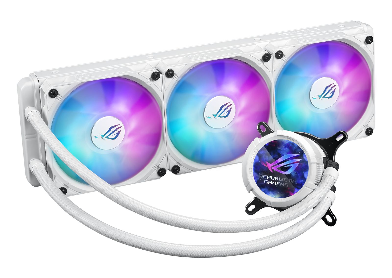 ASUS ROG Strix LC III 360 ARGB White Edition All-in-One-Flüssigkeitskühler, 360 mm Radiator, 3x 120 mm ARGB-Lüfter, LCD-Display, kompatibel mit AM5/AM4/LGA 1700
