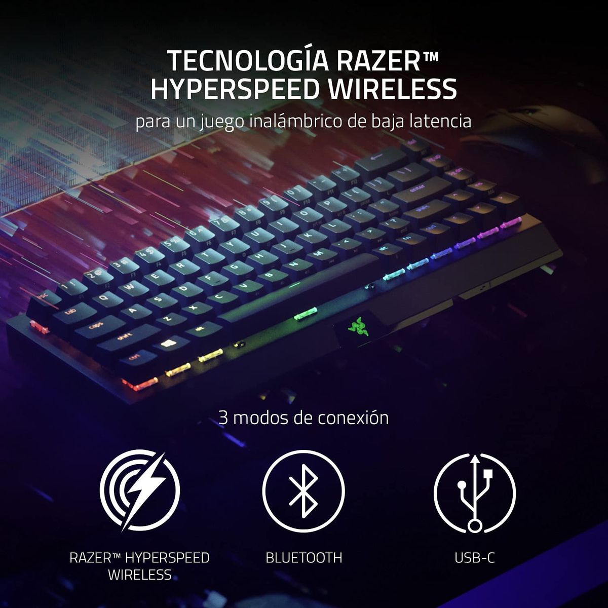 Razer BlackWidow V3 Mini Gaming Keyboard Dual Wireless Yellow Switches ESP Layout - QWERTY