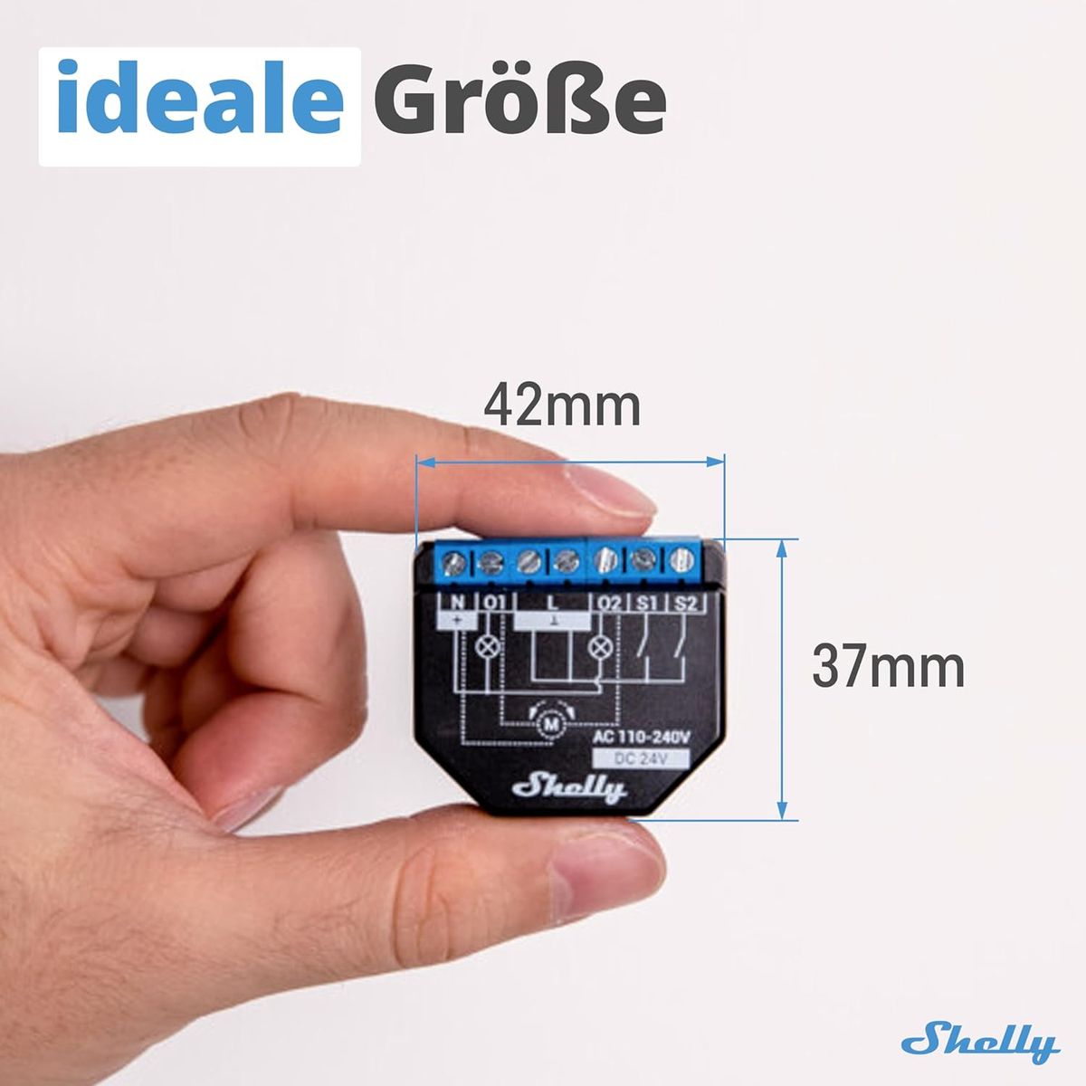 Shelly Plus 2PM Smart Relais 2-Kanal Unterputz, Rolladen-/Jalousiesteuerung mit Strommessung, WLAN, Alexa & Google Home, iOS & Android App