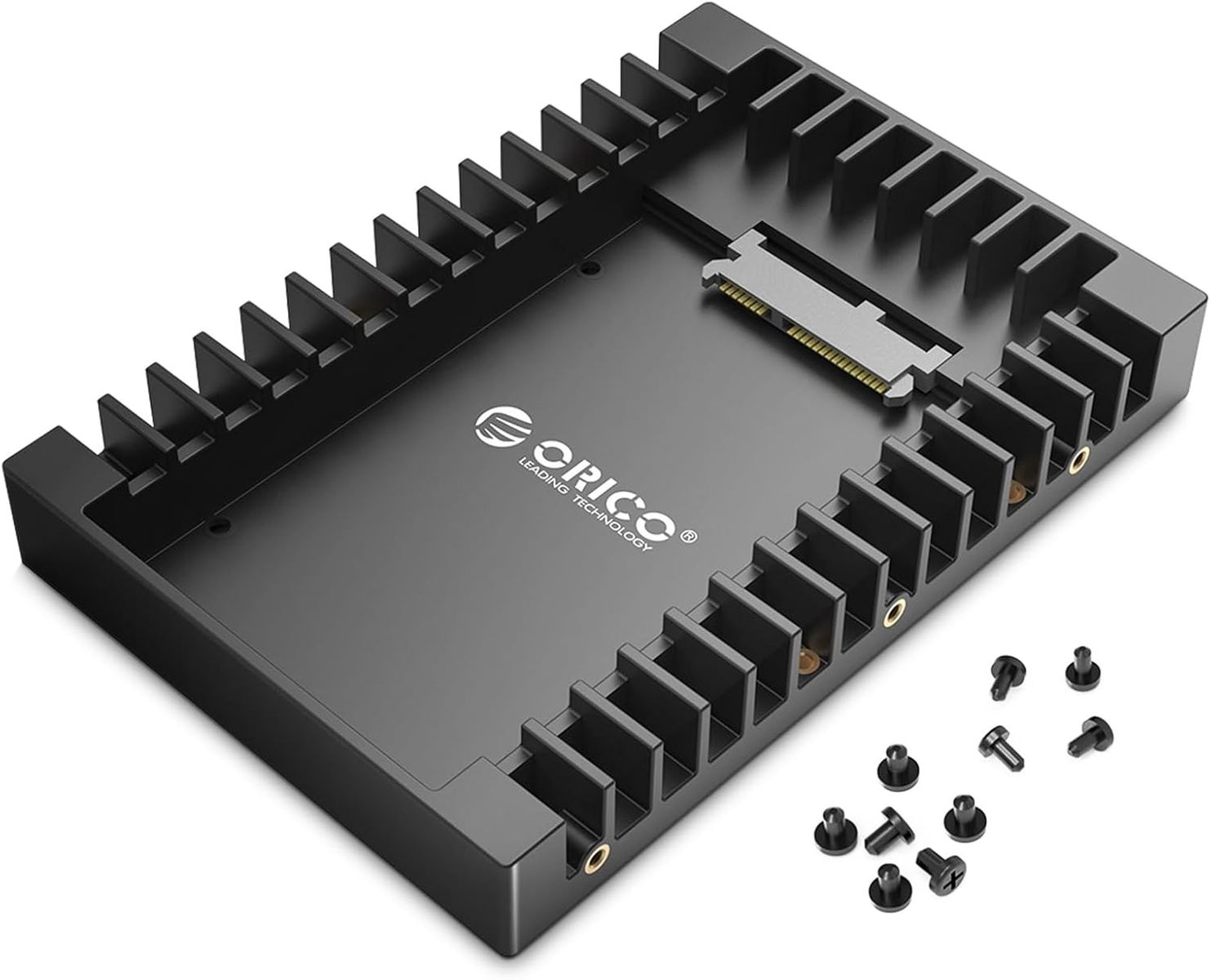 ORICO 1125SS-BK-GL 2,5" auf 3,5" Einbaurahmen Adapter für 2,5" SATA HDD/SSD 7/9,5/12,5 mm, SATA III 6Gbps, schwarz