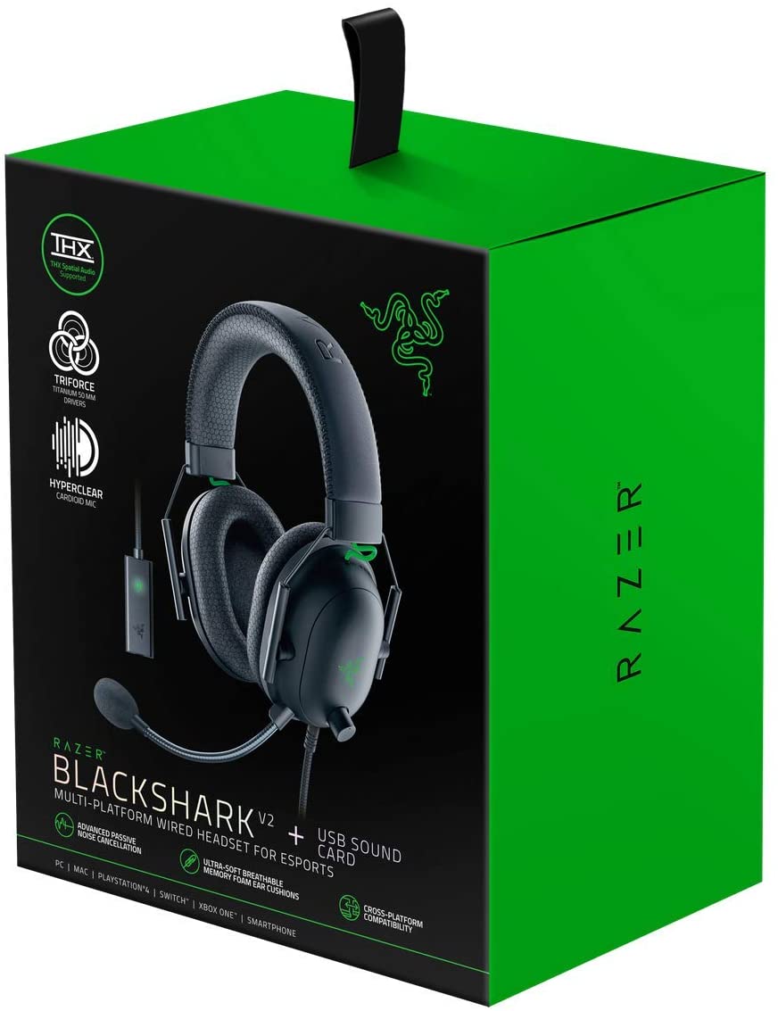 Razer BlackShark V2 Gaming Headset Virtual 7.1 Surround-Sound USB + 3.5mm Multi-Plattform Black