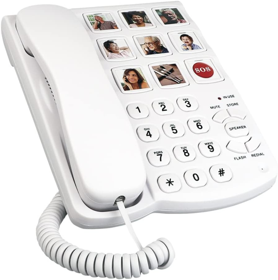 Cuifati LD‑858HF Großtastentelefon, Schnurgebundenes Festnetztelefon für Senioren, Vorgespeicherte Nummer, Batterie Erforderlich, Verstärkte Telefone für ältere Menschen