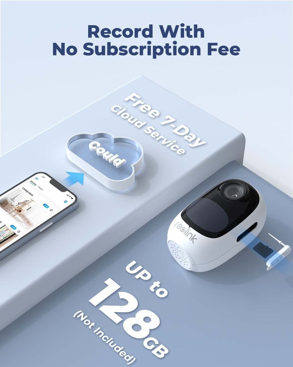 Reolink Überwachungskamera Aussen Akku, Kabellose WLAN IP Kamera Outdoor mit PIR Bewegungsmelder, 1080p Zeitraffer, 10m IR-Nachtsicht, microSD-Kartenslot (bis zu 128GB), 2-Wege-Audio, Argus 2E
