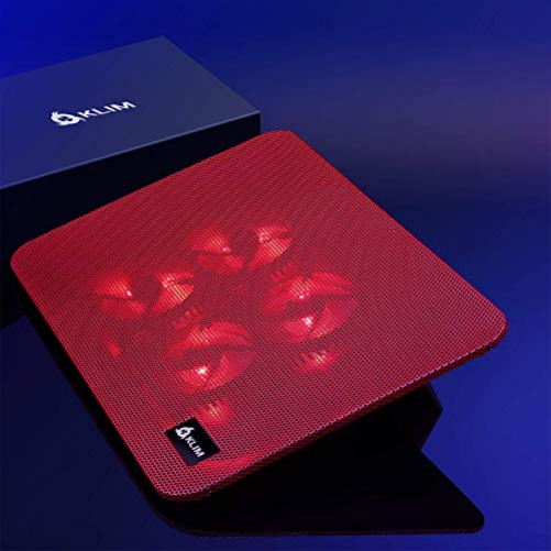 KLIM Serenity + Laptop-Kühler + 11 bis 15,6 Zoll + Perfekt für kleine und mittlere Laptops + Stabiles und Robustes Metallgitter + Geräuschloses Laptop-Kühlpad + NEU 2020 (Rot)