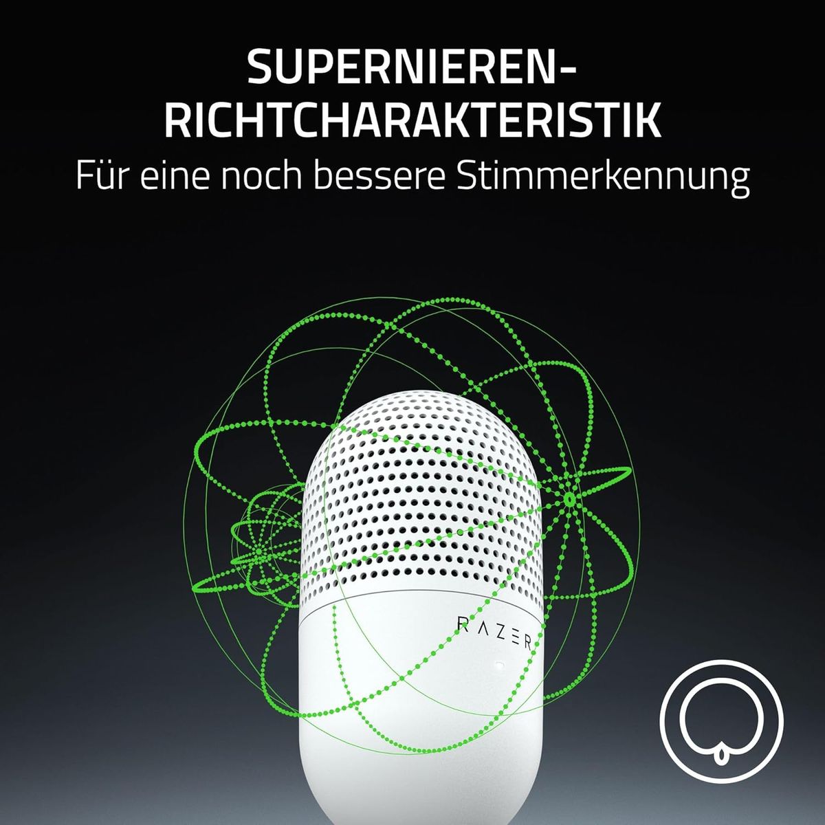 Razer Seiren V3 Mini - Ultrakompaktes USB-Mikrofon (14mm Kondensatormikrofon, Supernierencharakteristik, Tap-to-Mute-Sensor mit LED-Anzeige, integrierter Stoßdämpfer, Plug-and-Play-Design) Weiß