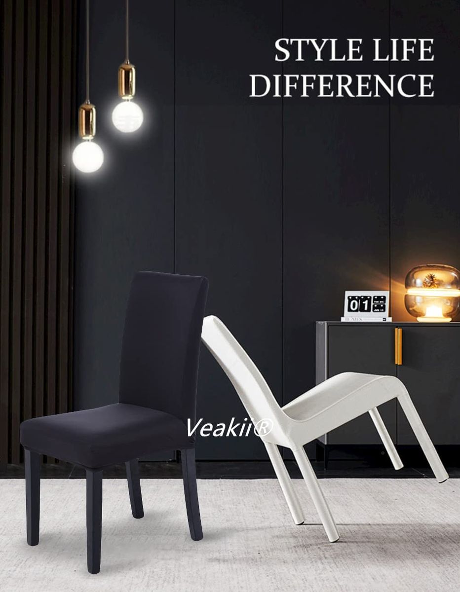 Veakii R Stuhlhussen 4 Stück Elastische Moderne Beschützer Stuhlhussen, Stuhl Abdeckungen für Haus Esszimmer Moderne Hochzeit Bouquet, Hotel, Restaurant Dekor（Hellgrau） Hellgrau 4 Stück