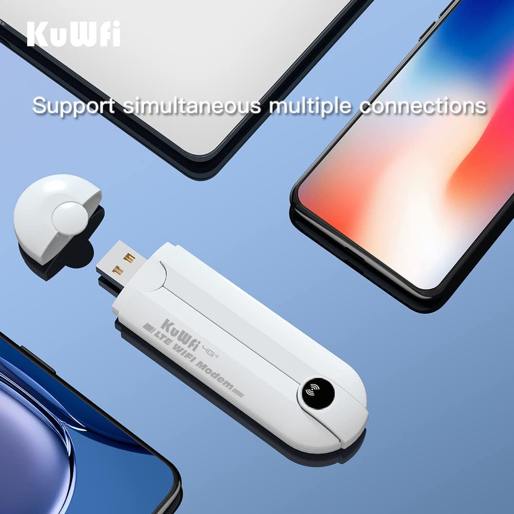 KuWfi USB Stick, WLAN Stick, 150Mbps 4G Dongle mit SIM Slot, 2 Externe Antenne, USB LTE Stick Arbeitet mit den meisten europäischen SIM-Karten, Mobile WiFi Router Verbindet bis zu 10 drahtlose Geräte