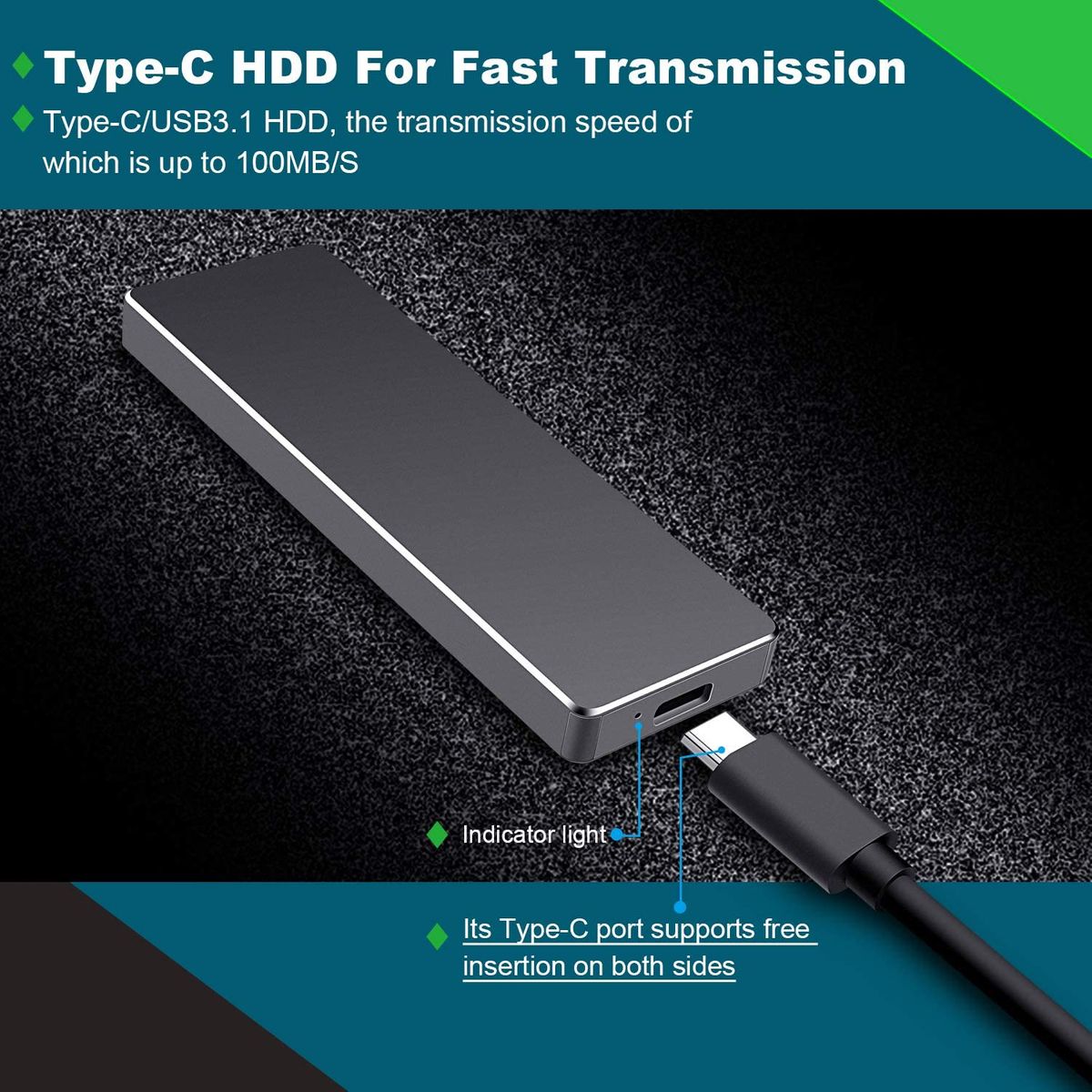 Proking 1TB External Hard Drive Portable Ultra Slim Type C USB 3.1 Hard Drive for PC Mac Windows Apple Xbox One, blue