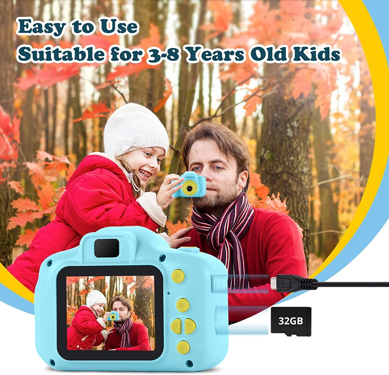 OMWay Kamera Kinder ab 3 4 5,Fotokamera Kinder,OMWay Kinderspielzeug Geschenke für 6-8 Jahre,HD 1080P Fotoapparat Digitalkamera,Weihnachten Geburtstag Spielzeug Kinderkamera ab 3-8 Jährige Junge(Blau) 3-Blau