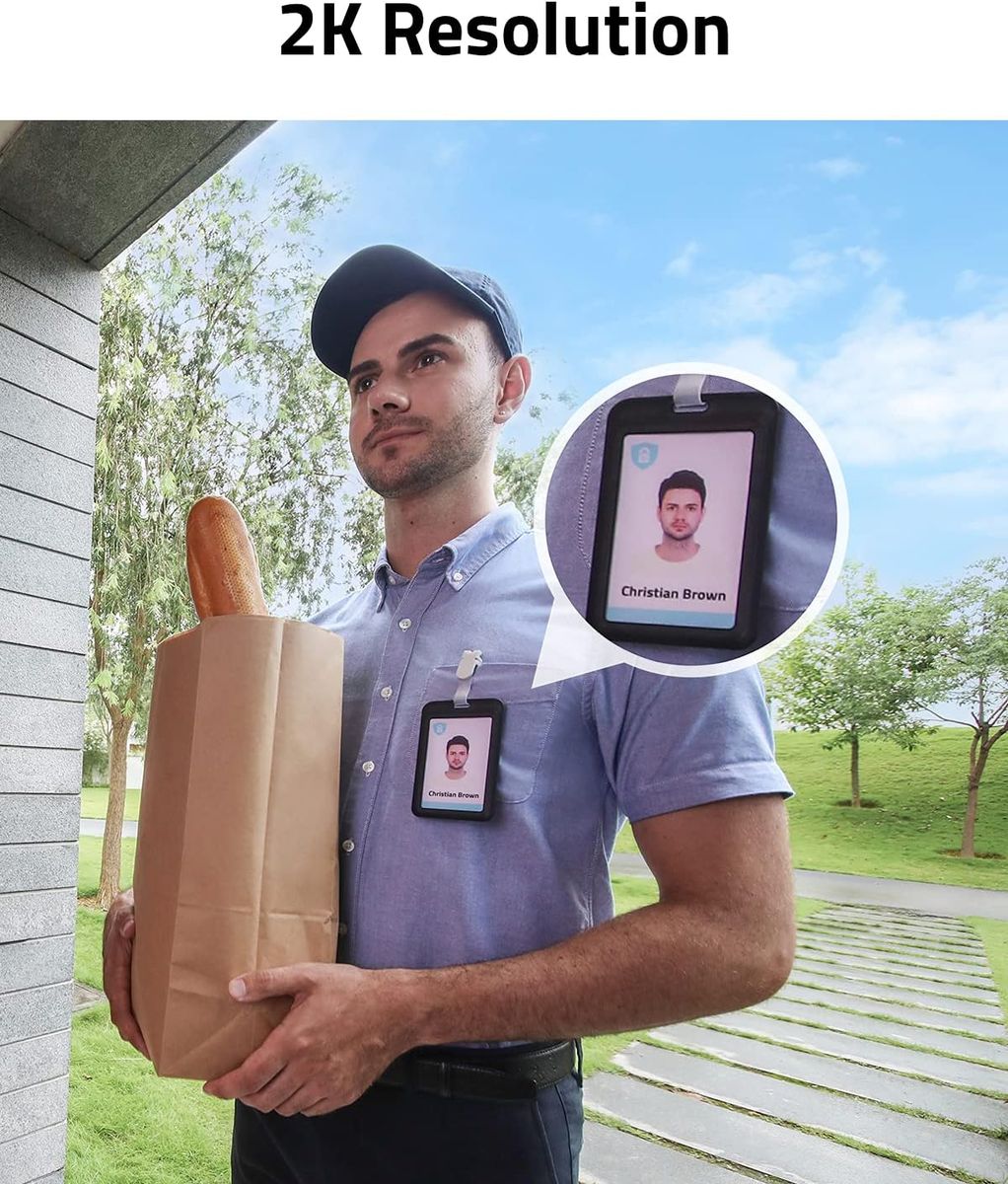 eufy Security Video Doorbell 2K HD Kabellose Sicherheitskamera mit Türklingel & Türglocke, Akkubetrieben, K.I. Personenerkennung mit AI, Beidseitige Audiofunktion, Mühelose Installation