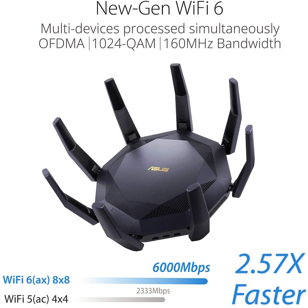 ASUS RT-AX89X Gaming Router Ai Mesh WLAN System Wi-Fi 6 AX6000 10G RJ45 10G SFP+ 2.2 GHz QC CPU AiProtection Pro USB 3.1 WPA3 Gaming AX6000 10G LAN ASUS RT-AX89X Gaming Router Ai Mesh WLAN System Wi-Fi 6 AX6000 10G RJ45 10G SFP+ 2.2 GHz QC CPU AiProtection Pro USB 3.1 WPA3 Gaming AX6000 10G LAN