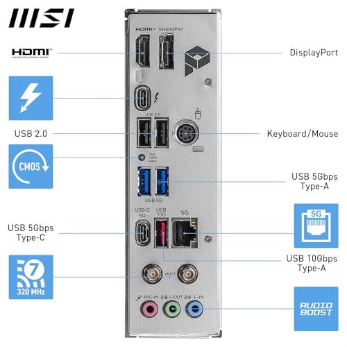 MSI PRO B860M-A WIFI Mainboard, Intel B860, LGA 1851 (Socket V1), micro ATX, DDR5, 4x DIMM bis 256 GB, 3x M.2, 4x SATA III, 5 Gigabit LAN, Wi‑Fi 7, Bluetooth 5.4, HDMI 2.1