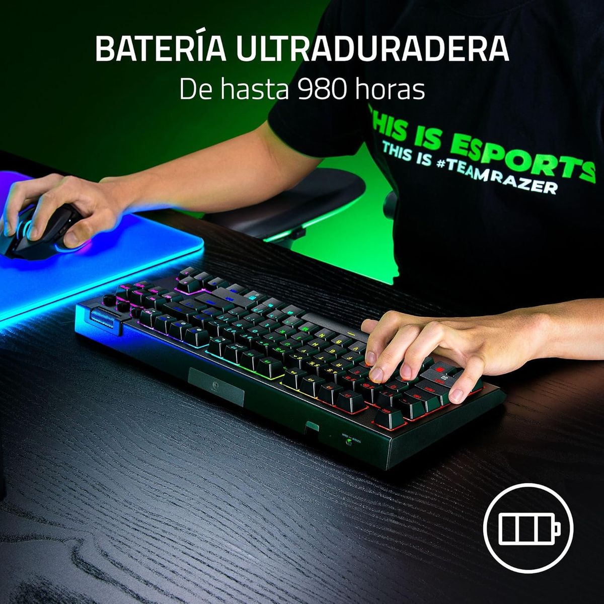 Razer BlackWidow V4 Tenkeyless HyperSpeed Gaming-Tastatur Kabellos Hot-Swap Orange taktile Razer Switches Bluetooth HyperSpeed 1000 Hz Chroma ESP Layout QWERTY