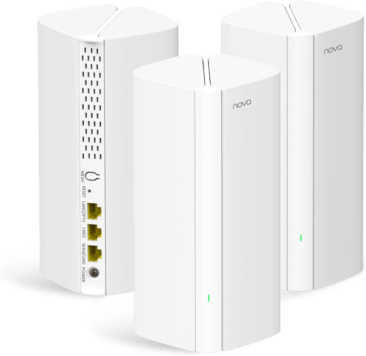 Tenda Nova MX12 Mesh WLAN WiFi 6 System - AX3000 Dual Band WLAN Mesh System [Reichweite bis zu 650m² & 160 Geräte] - 9X Gigabit Port - Ersetzt WLAN Router & Repeater - Kompatibel mit Alexa - 3er-Pack