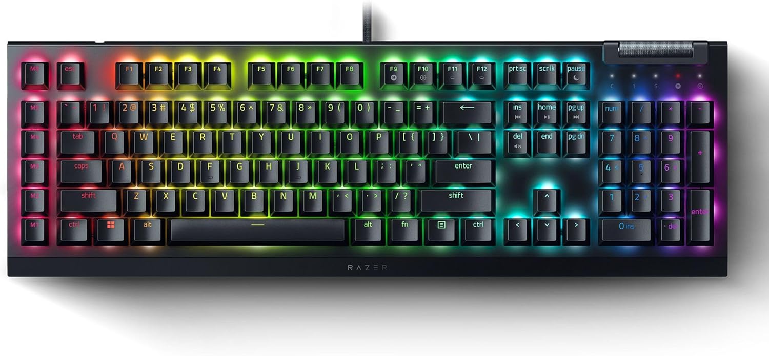 Razer BlackWidow V4 X Gaming Keyboard 6 Macro Keys Green Switches Chroma RGB USA Layout QWERTY ISO