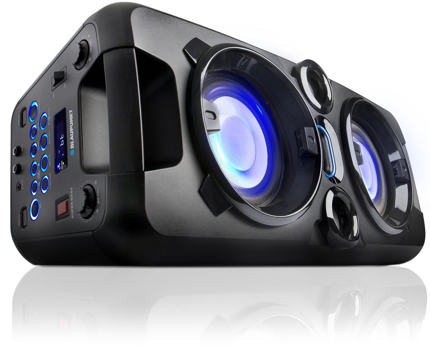Blaupunkt Party-Lautsprecher PS 1000, Lautsprecher mit Bluetooth, Musikanlage mit integriertem Akku, AUX-IN, UKW-PLL-Radio, 60W RMS, USB, inkl. Mikrofon, als Karaoke-Anlage nutzbar schwarz PS 1000 Single