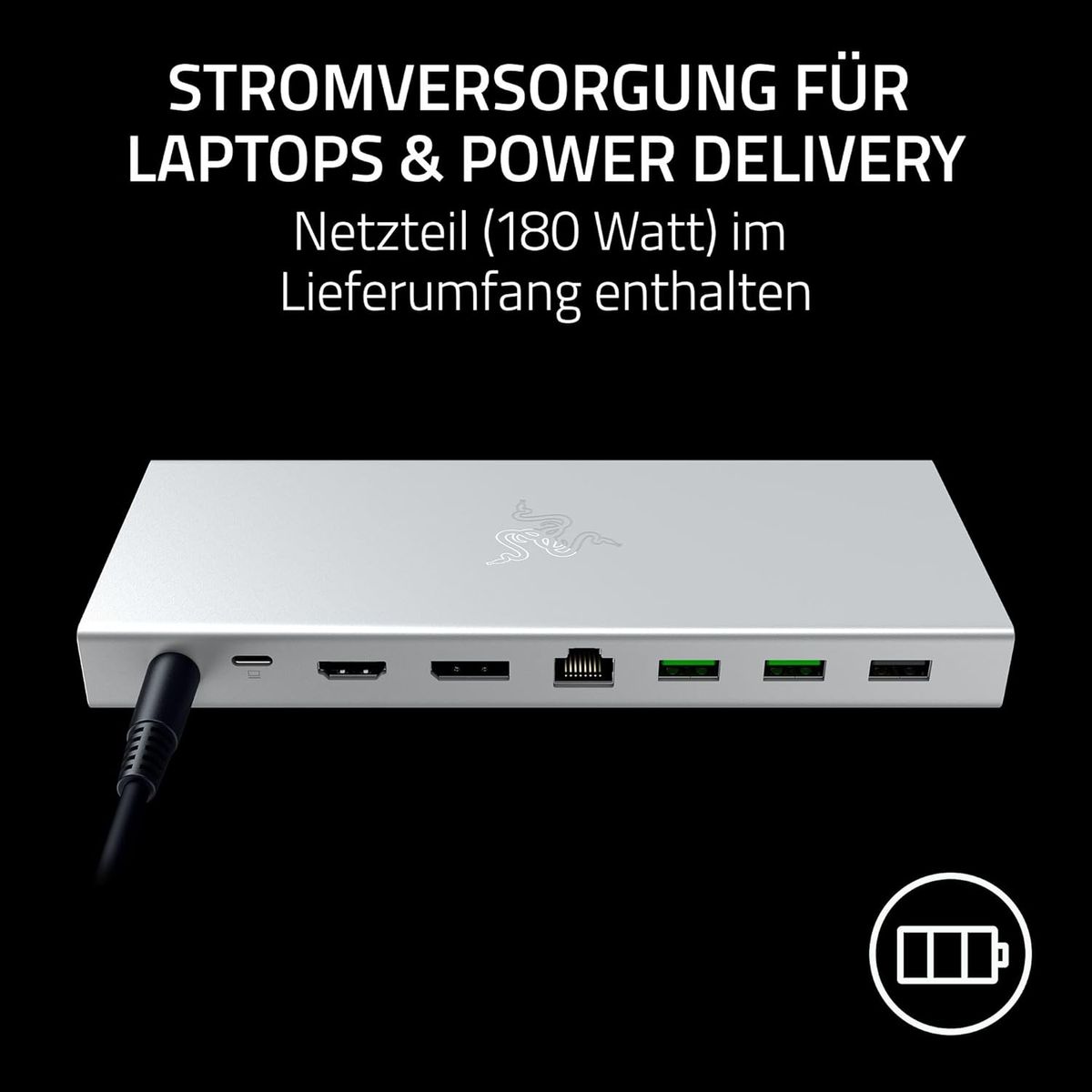 Razer USB 4 Dock - High-Speed-Dock für Gaming und Produktivität - 14-Port - Dual-Display-Unterstützung, Geräteaufladung (3X USB-C, 5X USB-A, HDMI, Gigabit Ethernet, 3.5mm Audio) Mercury