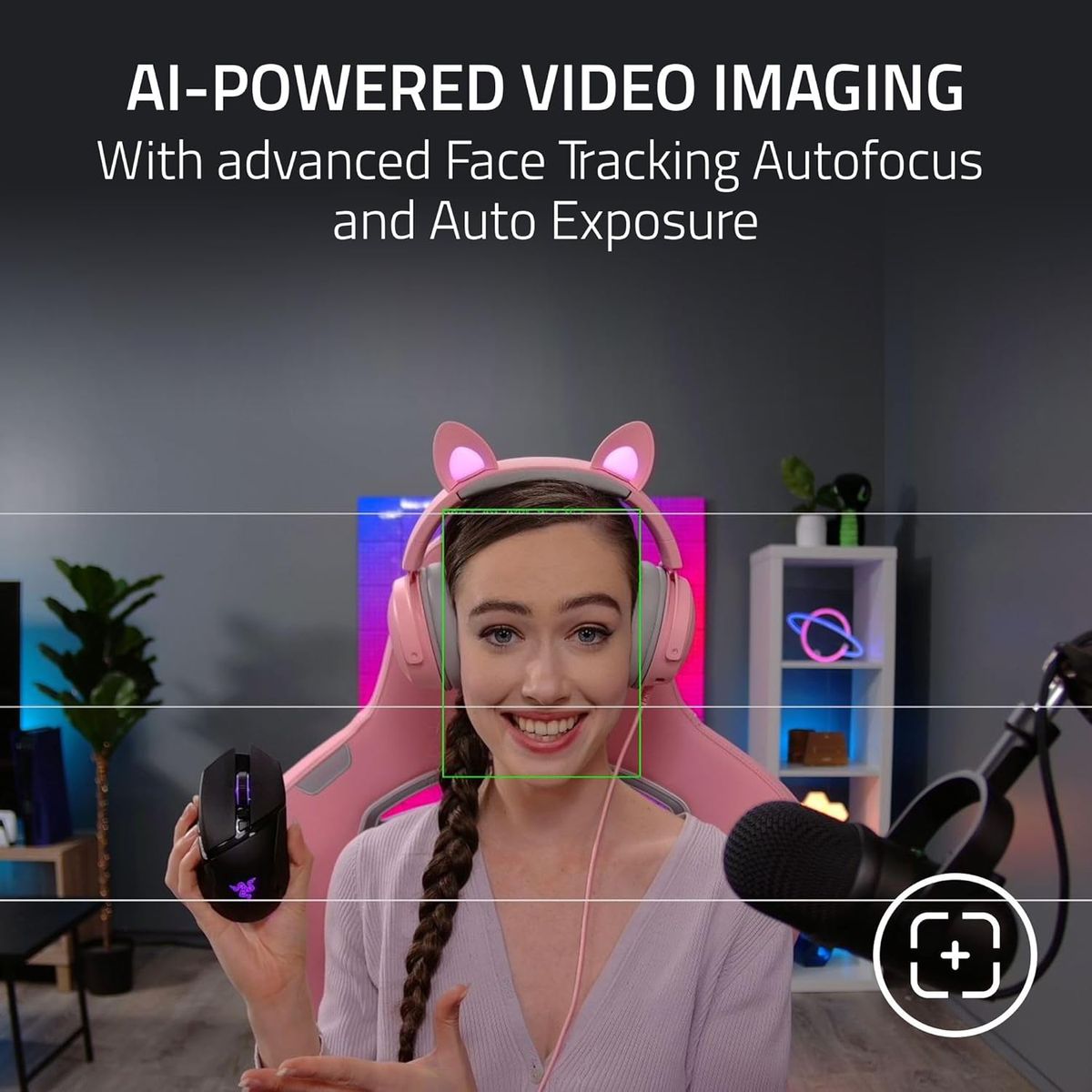 Razer Kiyo Pro Ultra 4K Webcam Großer Sensor Automatische Lichtkorrektur Eingebautes Mikrofon und Auslöser Pro Grade Content Creation, Streaming, Gaming, Videoanrufe Funktioniert mit OBS, Xsplit, PC