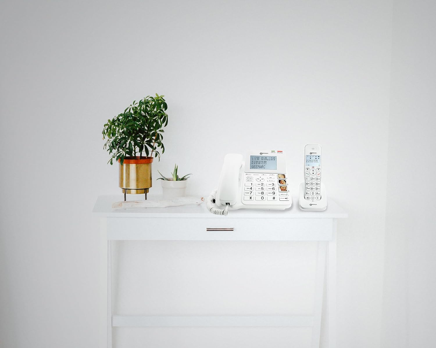 Geemarc Amplidect 295 Combi Duo - Verstärktes Festnetztelefon und zusätzliche Mobilteile mit Anrufbeantworter, starkem Klingelton und großen Tasten für Senioren - Geringer bis mittlerer Hörverlust - Version DE
