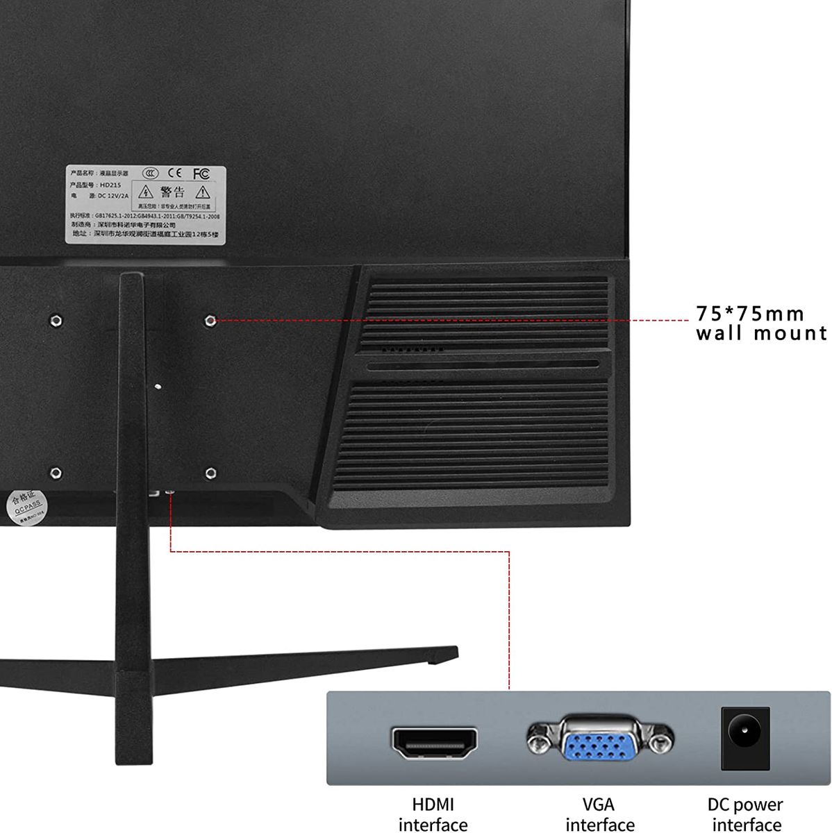 ZFTVNIE PC Monitor 21,5" FHD 1920x1080P IPS Bildschirm Rahmenlos 75Hz 5ms Reaktionszeit VGA & HDMI Anschlüsse Computer Monitor für Laptop/Xbox/PS3/PS4
