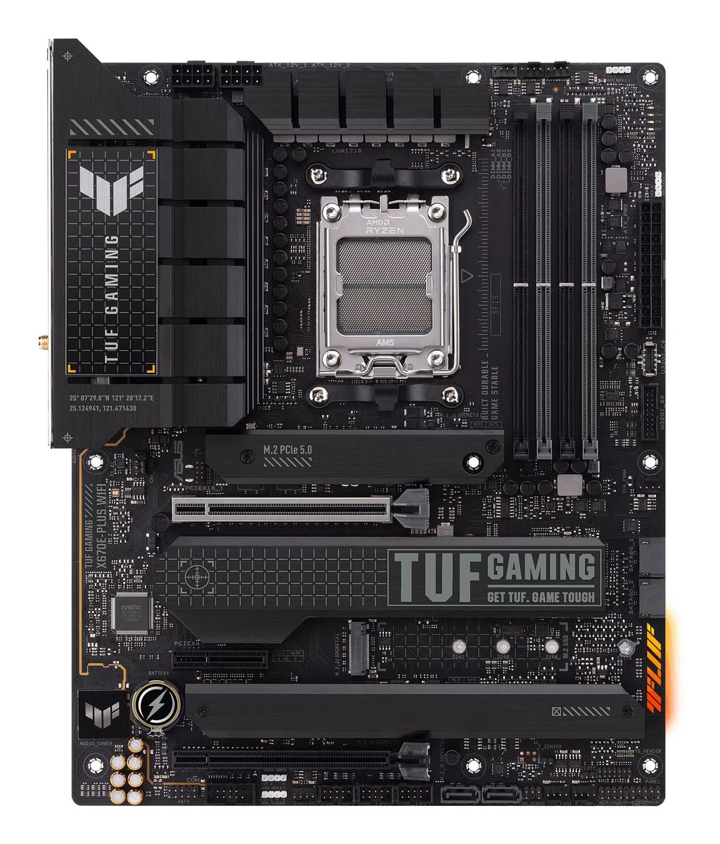 ASUS TUF GAMING X670E-PLUS WIFI Mainboard, AMD X670, Sockel AM5, DDR5, PCIe 5.0, WiFi 6E, 2.5Gb LAN, 7.1 Audio, ATX