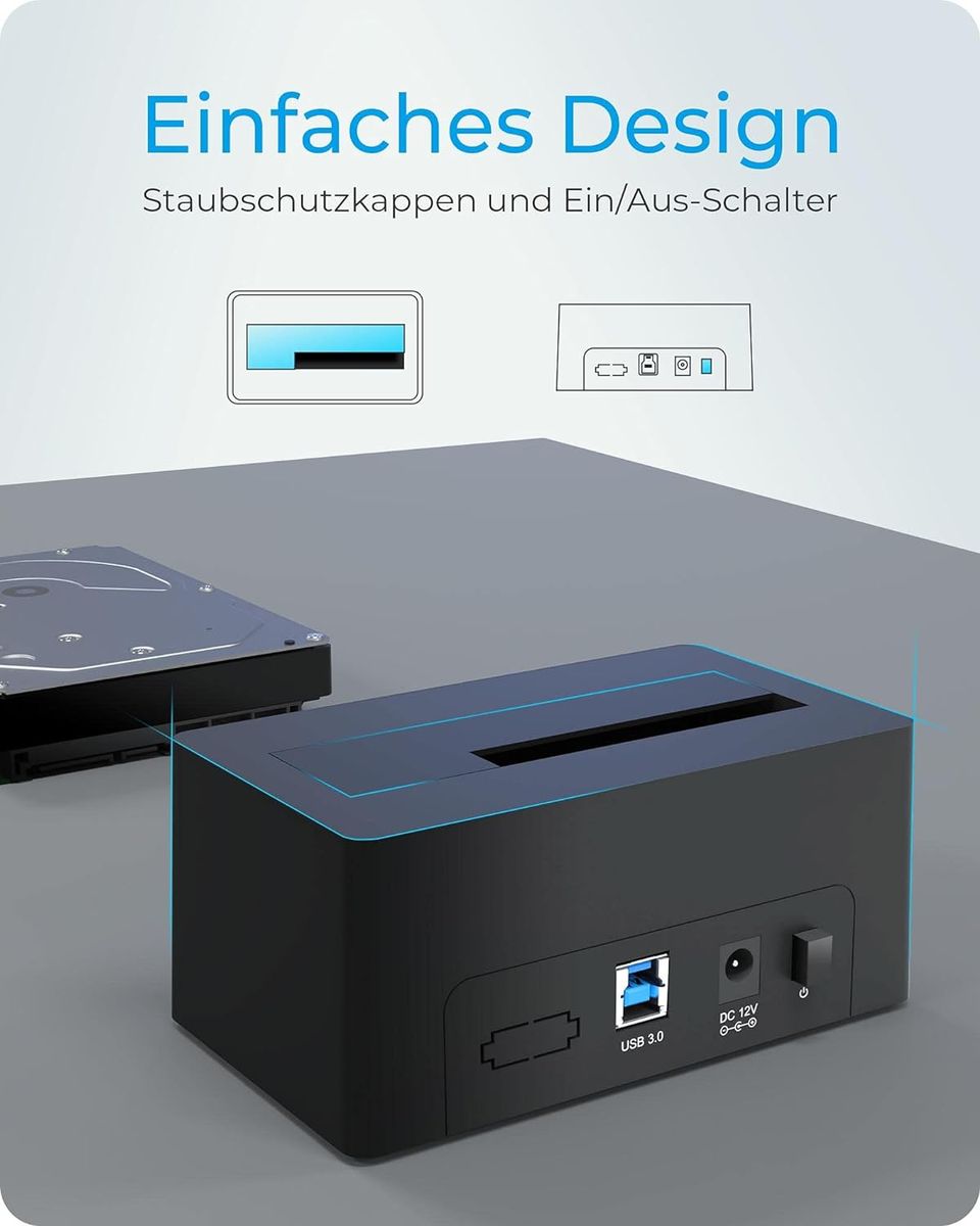 ICY BOX IB-1122-U3 HDD / Festplatten-Dockingstation USB 3.0 für SATA 2,5 Zoll & 3,5 Zoll Festplatten-Lesegerät Adapter Extern Schwarz